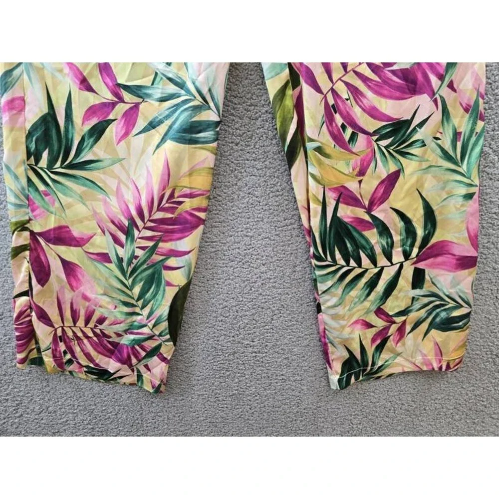 GUESS Ines Wide-Leg Pants Women's M Tropical Escape Print Elastic Waist Pull On